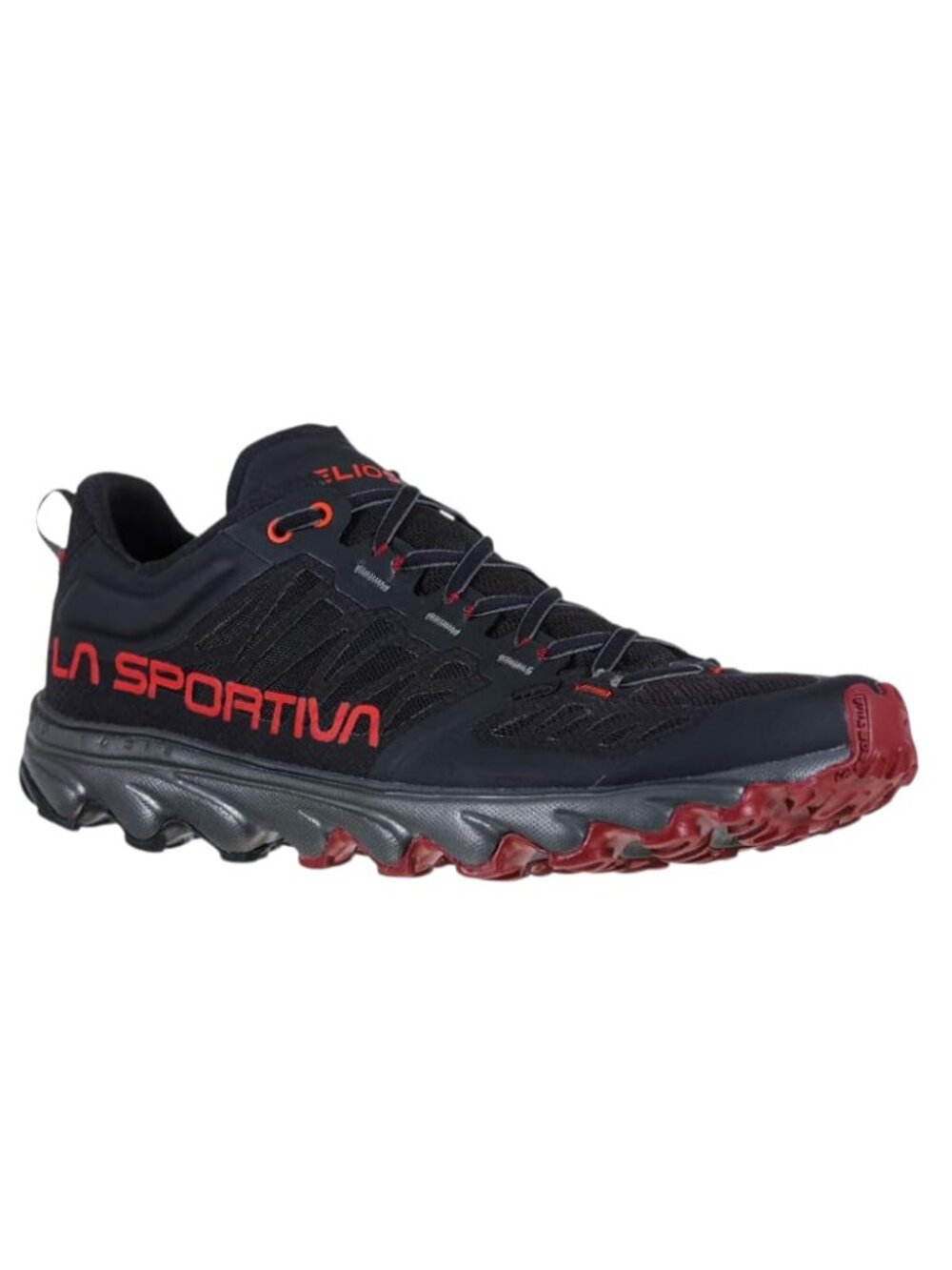 La Sportiva Mens Helios III Trail Running Shoes, Black/Poppy, US 8
